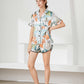 Lapel Collar Shirt and Shorts Lounge Set