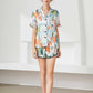 Lapel Collar Shirt and Shorts Lounge Set