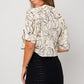 Gilli Abstract Print Lapel Collar Cropped Shirt