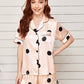 Lapel Collar Shirt and Shorts Lounge Set