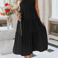 Round Neck Short Sleeve Tiered Midi Dress