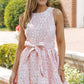Floral Round Neck Tie Waist Sleeveless Dress