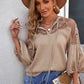 Embroidered Tie-Neck Puff Sleeve Blouse
