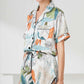 Lapel Collar Shirt and Shorts Lounge Set