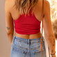 Cropped Grecian Neck Ribbed Top