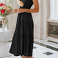 Round Neck Short Sleeve Tiered Midi Dress