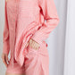 Zenana Striped Shirt and Shorts Loungewear Set in Deep Coral