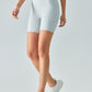 V-Waist Ribbed Sports Biker Shorts with Pockets