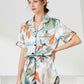 Lapel Collar Shirt and Shorts Lounge Set